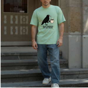 Caffeinated Crow Tee – “Hello Darkness” Edition